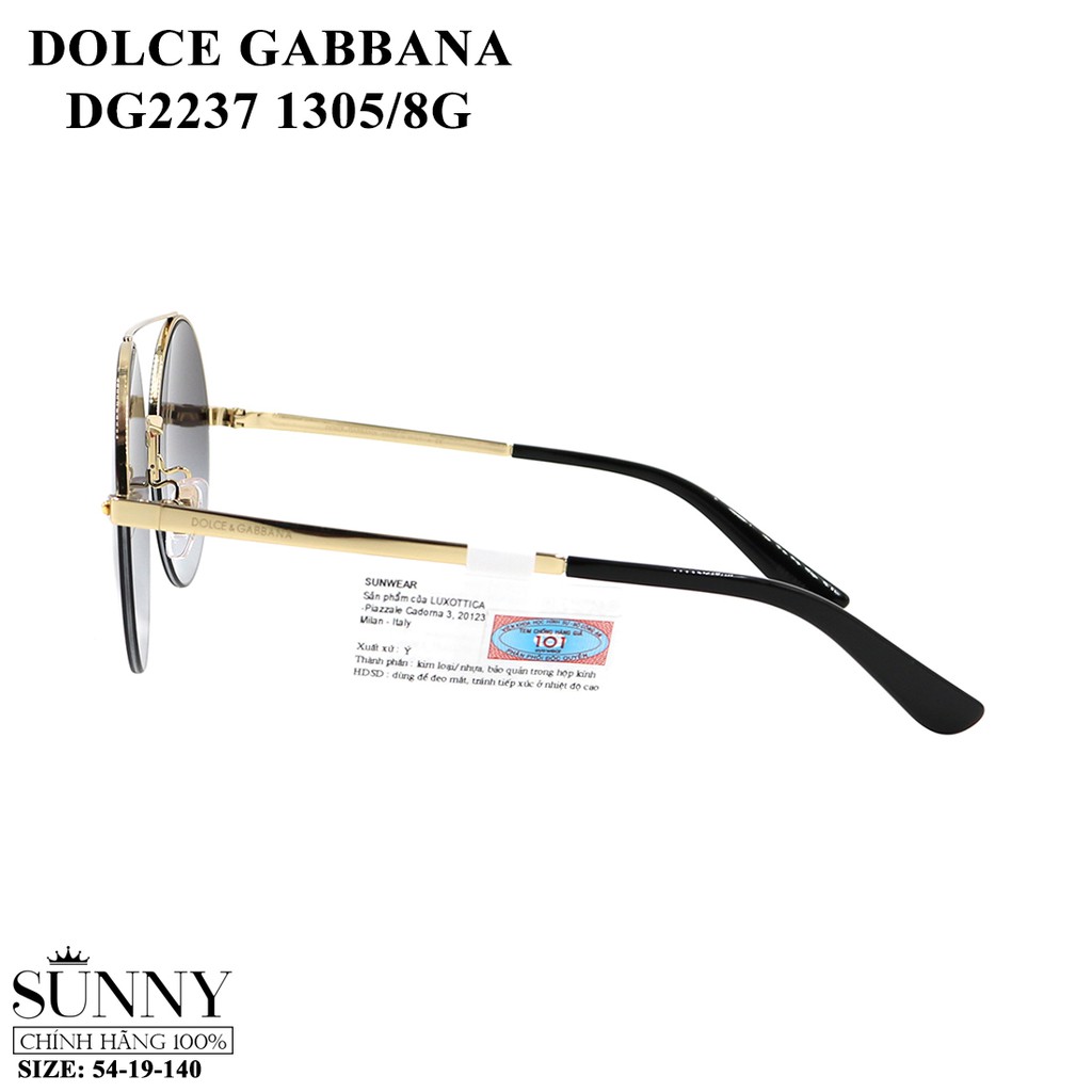 Kính mát chính hãng Dolce Gabbana DG2237 màu sắc thời trang, thiết kế dễ đeo bảo vệ mắt