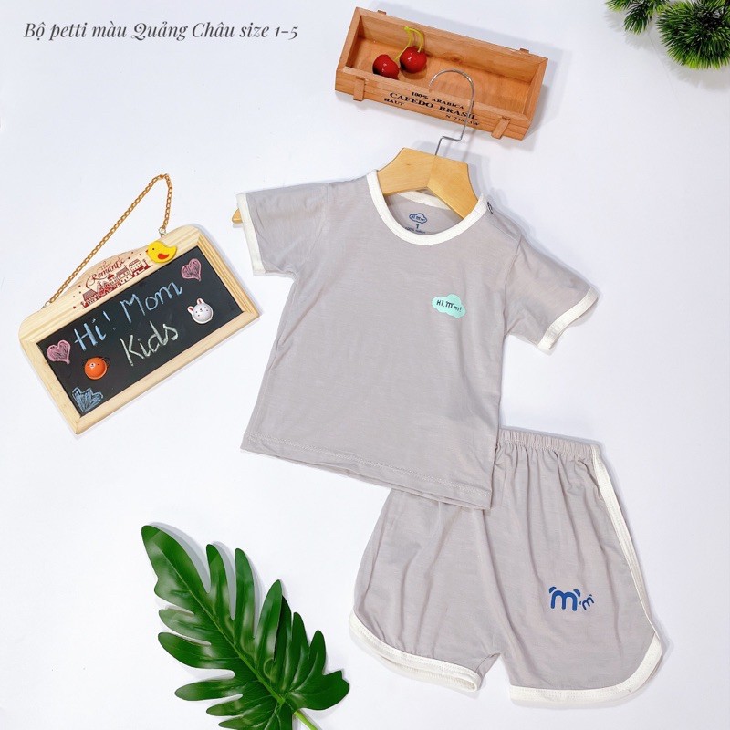 Bộ Cộc Tay Nền Màu 01 chất Pettit Thun Lạnh Cho Bé Hi! Mom Kids