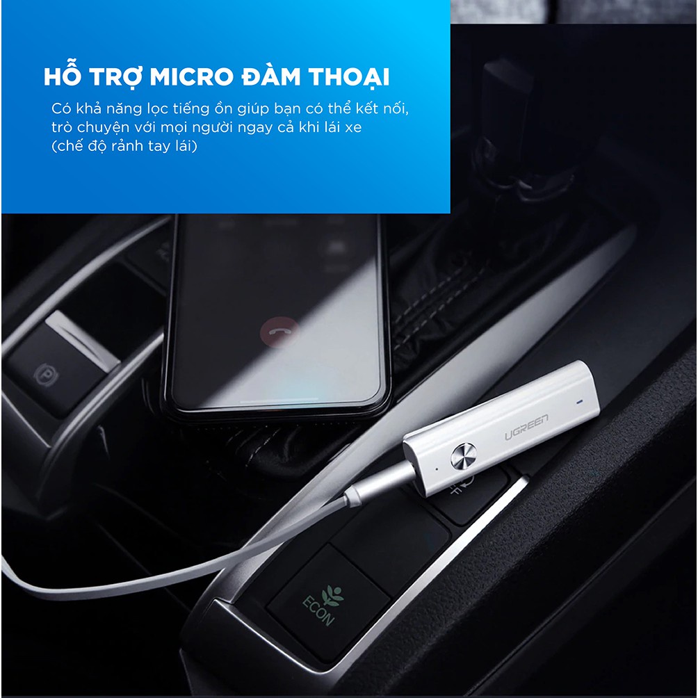 Thiết bị nhận Bluetooth 5.0 UGREEN CM110 40854 dùng cho tai nghe hỗ trợ MIC