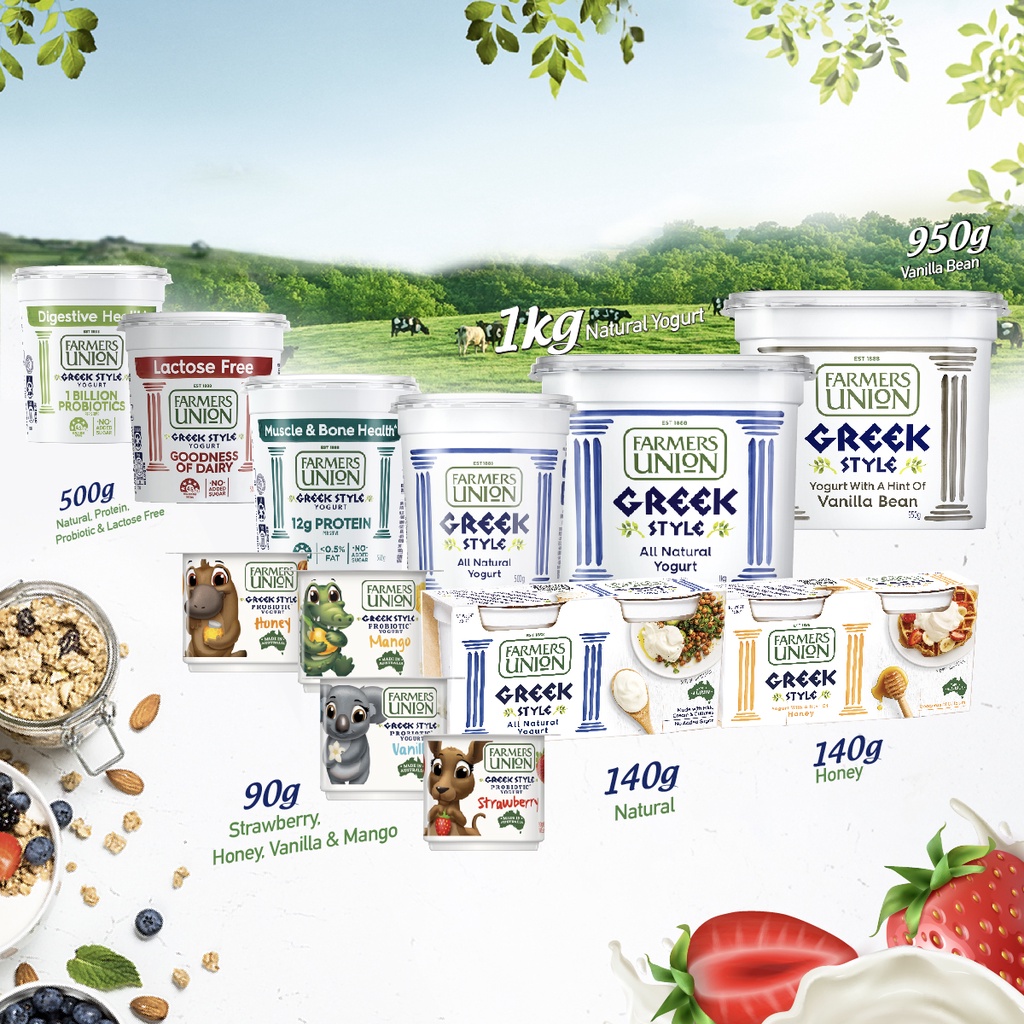 Sữa chua hy lạp vị tự nhiên nguyên chất Farmers Union Greek style all natural yogurt hũ 1kg đẹp da tốt cho sức khỏe