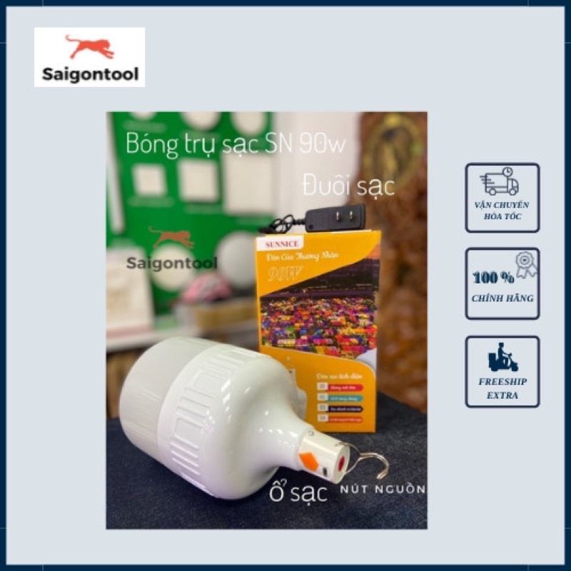 Bóng đèn Led Sạc Trụ Sunnice 30w 60w 90w 100w ánh sáng trắng - dễ sử dụng, tiện lợi, hiệu suất phát sáng cao, an toàn