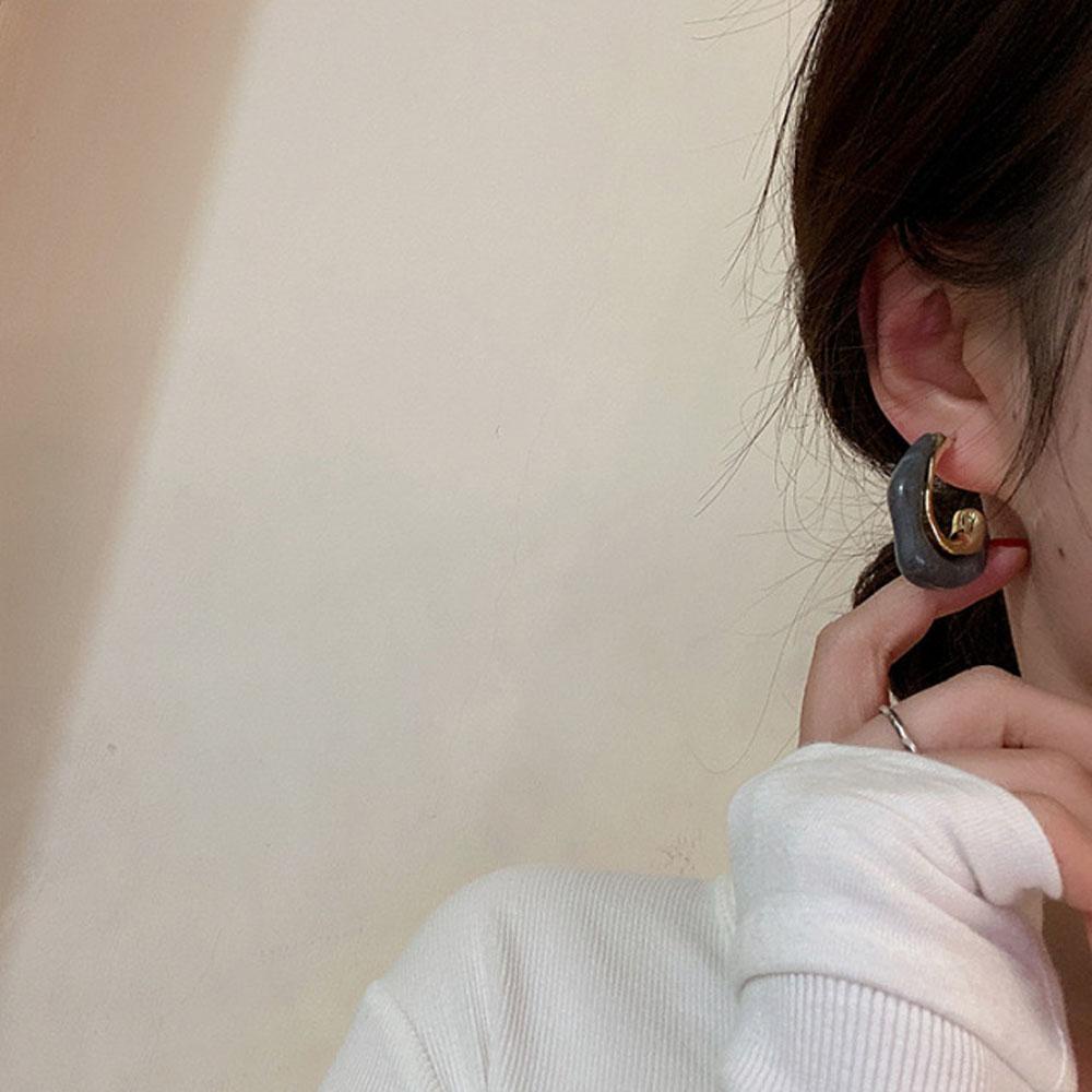 Mocho Khuyên Tai Tròn Màu Hổ Phách Đơn Giản Thanh Lịch