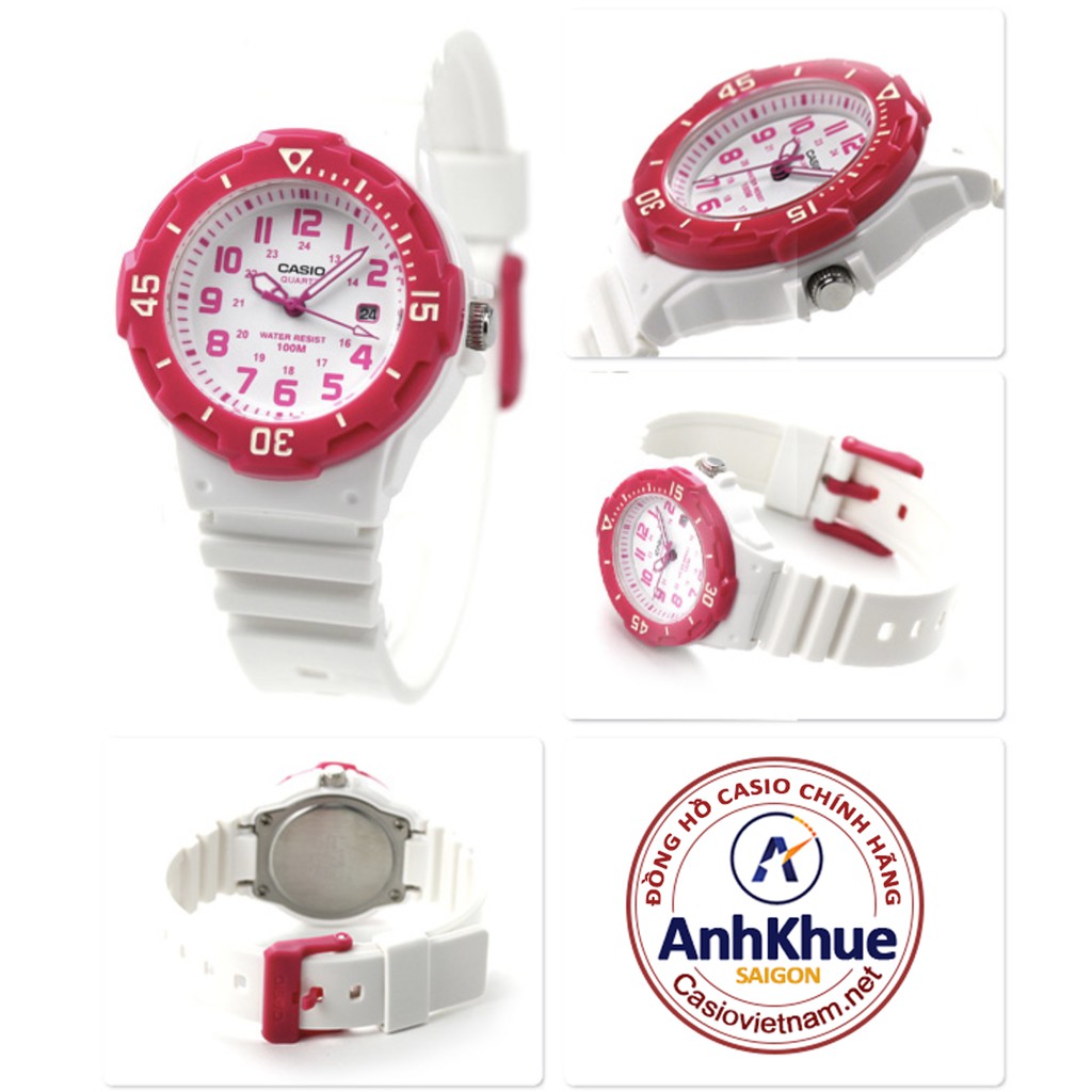 Đồng Hồ Casio Nữ LRW-200H-4B Dây Nhựa - Viền Hồng Dễ Thương