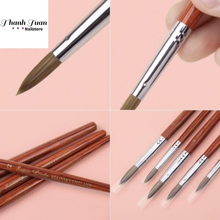 Cọ đắp bột Super Linda Kolinsky England chính hãng cao cấp số 12,14,16 lông chồn - Phụ kiện đồ nail