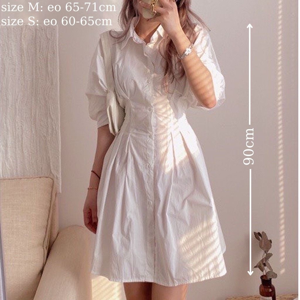 Váy Đầm Sơ Mi Dáng Dài Thắt Eo Tôn Dáng Dễ Thương | BigBuy360 - bigbuy360.vn