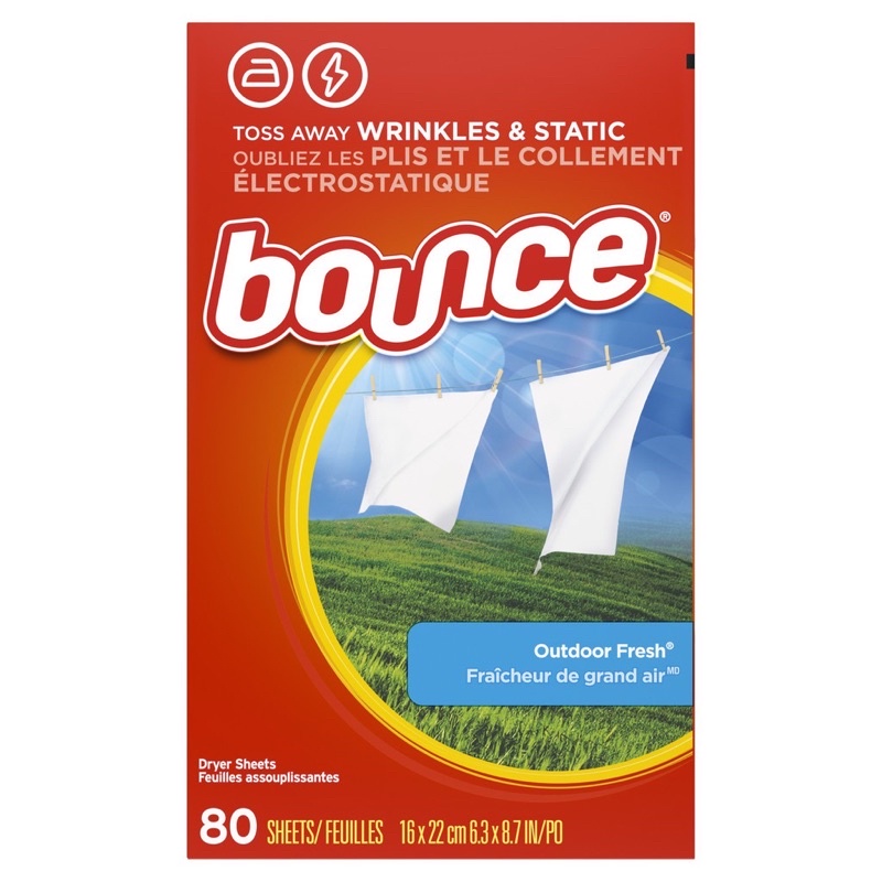 [USA] Giấy sấy thơm quần áo Bounce Sheets Outdoor Fresh hộp 80 tờ - Mỹ