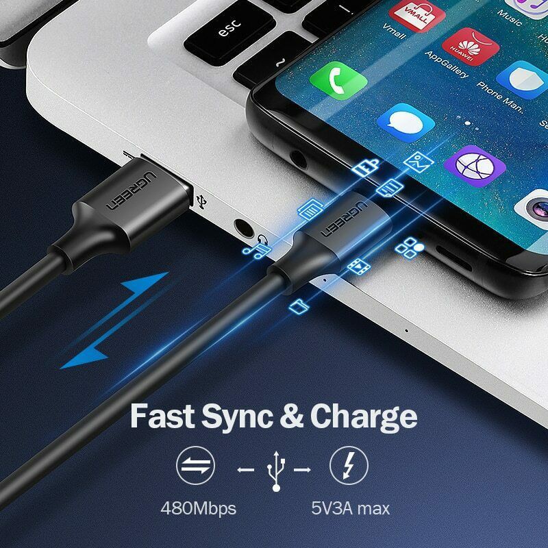 Cáp  sạc và truyền dữ liệu USB Type C sang USB 2.0 cao cấp Ugreen 60116 dài 1m - Hàng chính hãng bảo hành 18 tháng