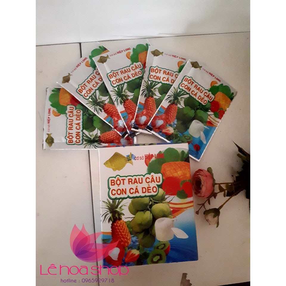 Bột thạch rau câu con cá dẻo gói 10g( Sét 6 gói_ 12 gói)