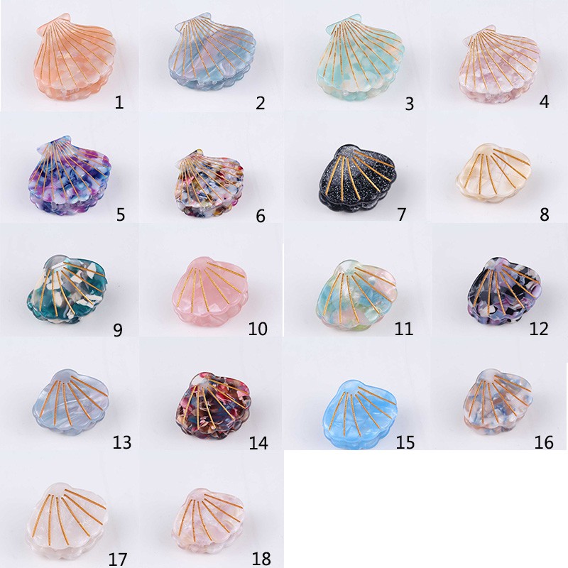 1PC Women Shell Hair Claws Clip New Fashion Acetate Resin Floral Print Grips Ponytail Hairpins Hair Clips