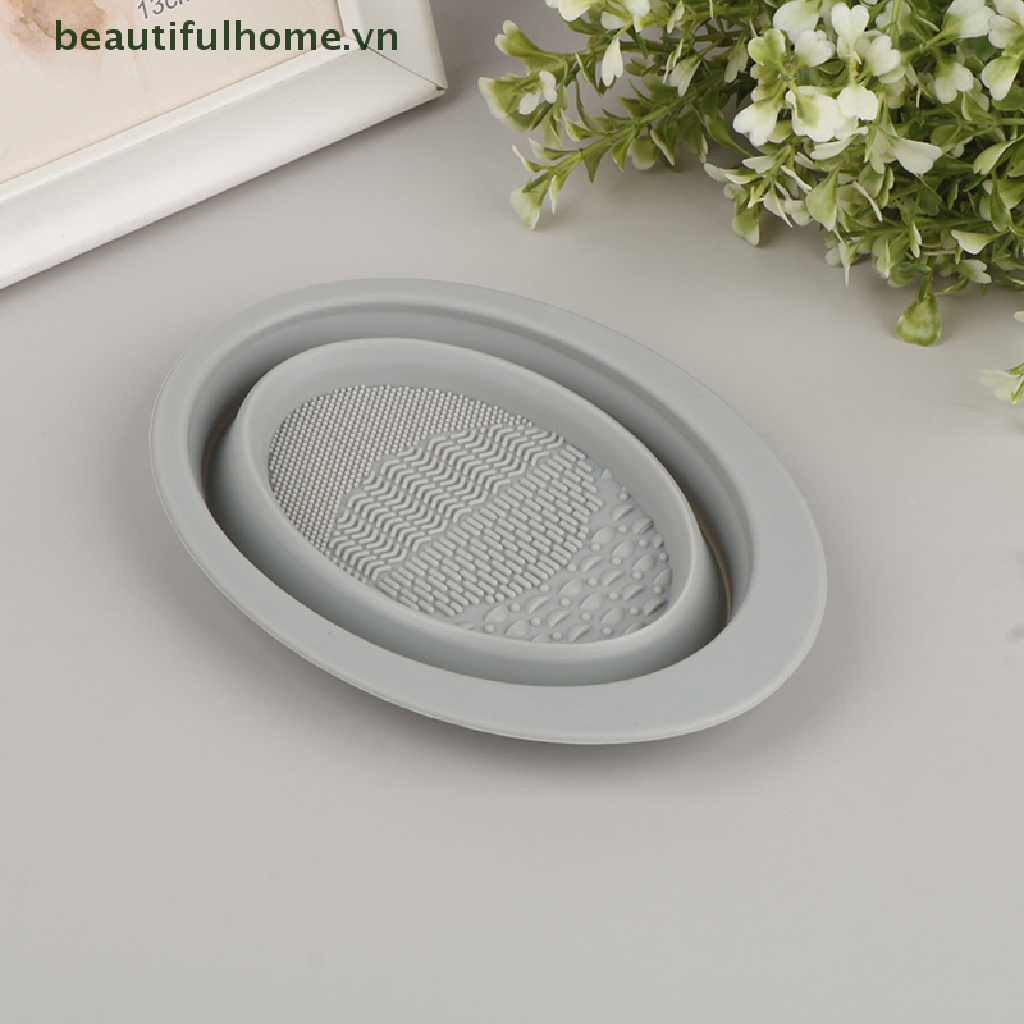 Dụng Cụ Vệ Sinh Cọ Trang Điểm Bằng Silicone Gấp Gọn Tiện Lợi
