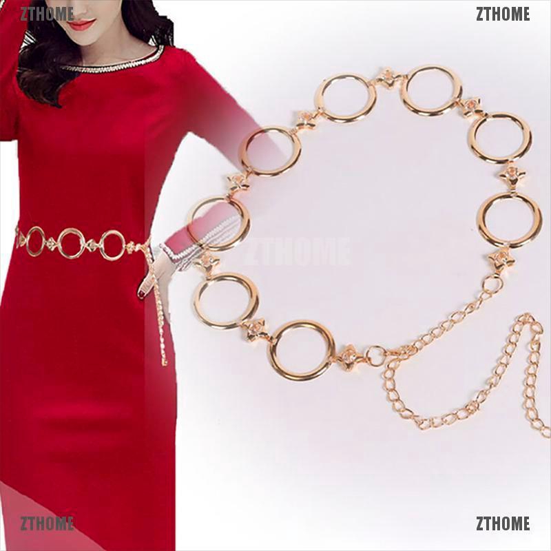 Thắt Lưng Dây Xích Bằng Kim Loại Mạ Vàng Cho Nữ