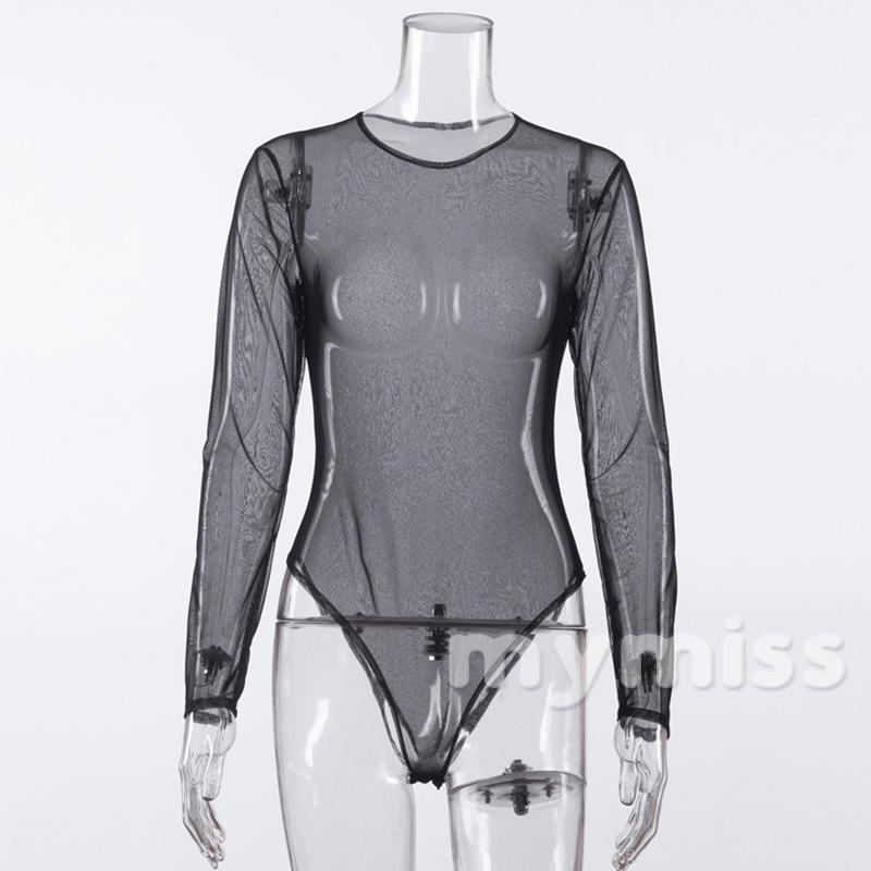 Áo liền quần Tay Dài Cổ Tròn Xuyên Thấu Màu Trơn Thời Trang Quyến Rũ Cho Nữ | BigBuy360 - bigbuy360.vn