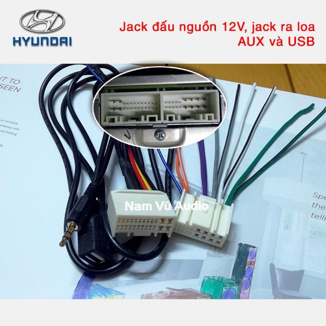 Dây jack âm thanh - AUX - USB đầu cd ô tô Hyundai