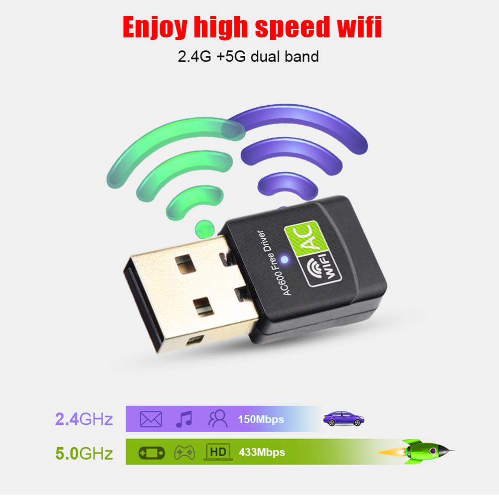 🎉Bộ điều hợp USB WiFi Bluetooth Bộ thu không dây 600Mbps băng tần kép 2.4 / 5Ghz USB WiFi Dongle