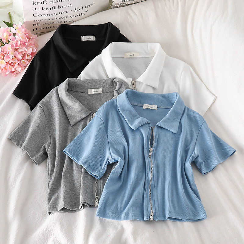 Áo polo IELGY ngắn tay màu trơn thời trang cho nữ