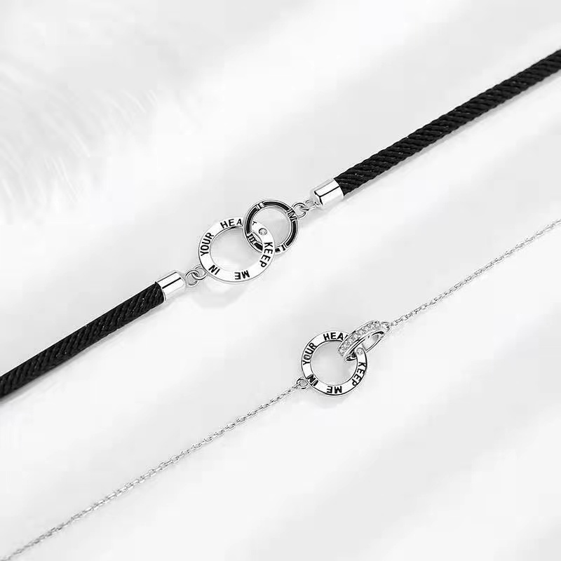 Vòng Tay Cặp Dây Bện Phong Cách Thời Trang Ins Dùng Làm Quà Tặng Cho Cặp Đôi