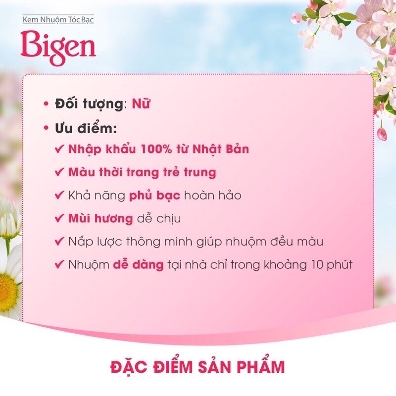 Thuốc nhuộm tóc phủ bạc Bigen cao cấp 6 màu