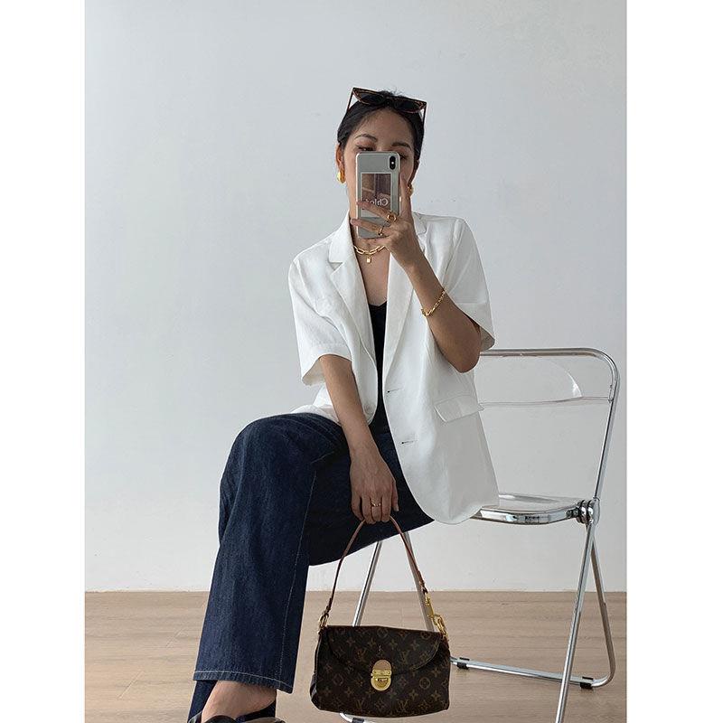 Áo Khoác Vest Tay Ngắn Màu Đen Thời Trang Mùa Hè 2022 Dễ Phối Đồ Phong Cách Hàn Quốc