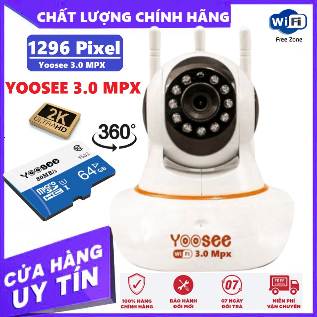 Camera Yoosee 3.0 Mpx 1296 Pixel Chính Hãng - Thẻ Nhớ Yoosee Chính Hãng - Bảo Hành 24 Tháng