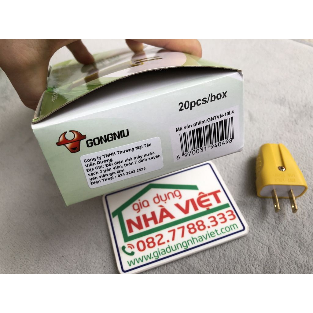 Phích cắm điện chân dẹt Gongniu Bull GNT-10L4 10A 250V chống va đập