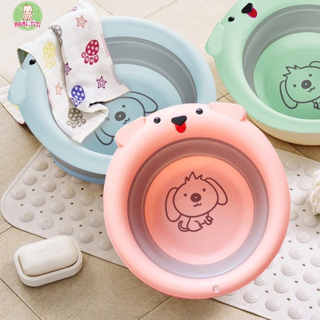Chậu rửa mặt gấp gọn, CHẬU RỬA MẶT SILICON GẤP GỌN CHO BÉ HÌNH CÚN