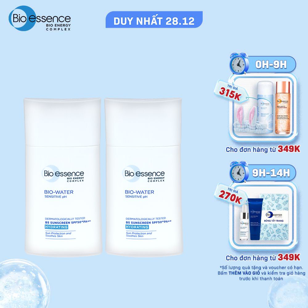 Combo 2 Kem chống nắng Bio Essence Bio Water B5 Sunscreen SPF50+ PA++ 40ml/chai