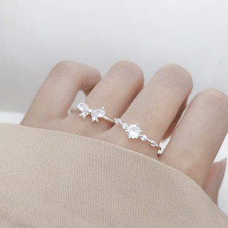 Nhẫn bạc nữ nhẫn nơ đá xinh lấp lánh