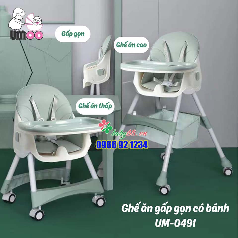 Ghế ăn gấp gọn có bánh xe Umoo 0491