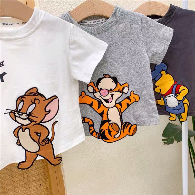 Áo thun trẻ em Con Xinh cotton hình thêu chuột JERRY dễ thương,độc đáo, thời trang dành cho trẻ em từ 4 đến 10 tuổi