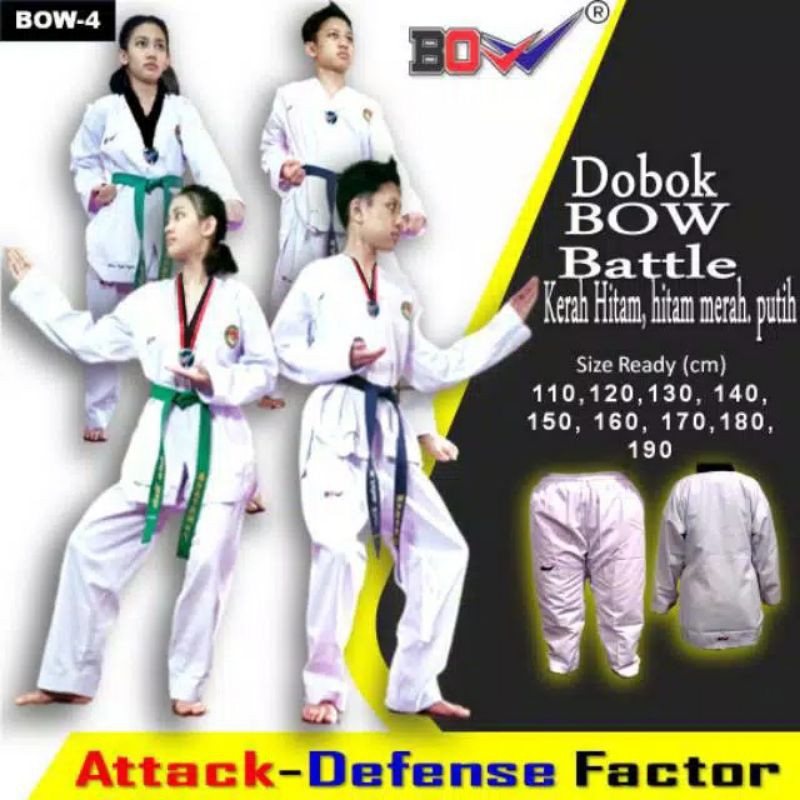 Dobok Bộ Đồng Phục Tập Võ Taekwondo Cổ Thắt Nơ Màu Đen