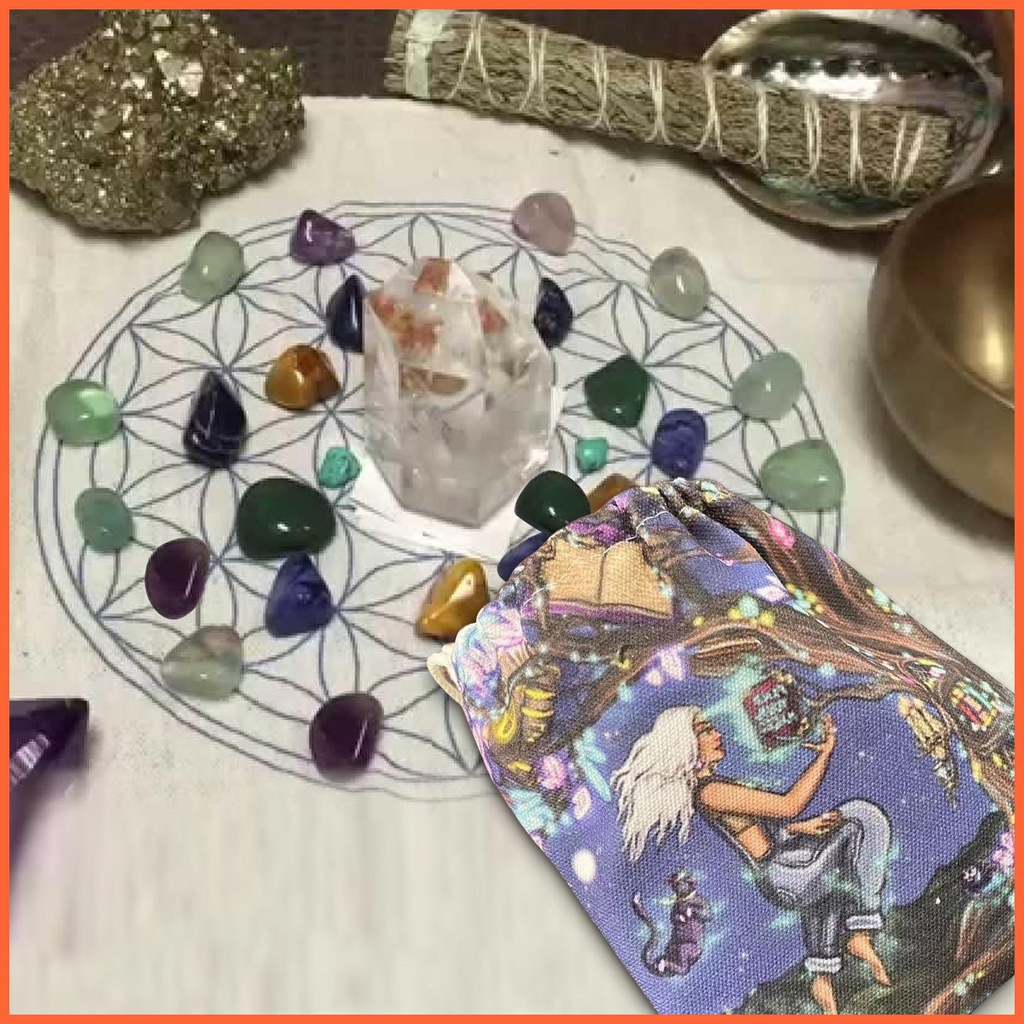 Túi Nhung Dây Rút In Họa Tiết Trò Chơi Tarot Độc Đáo