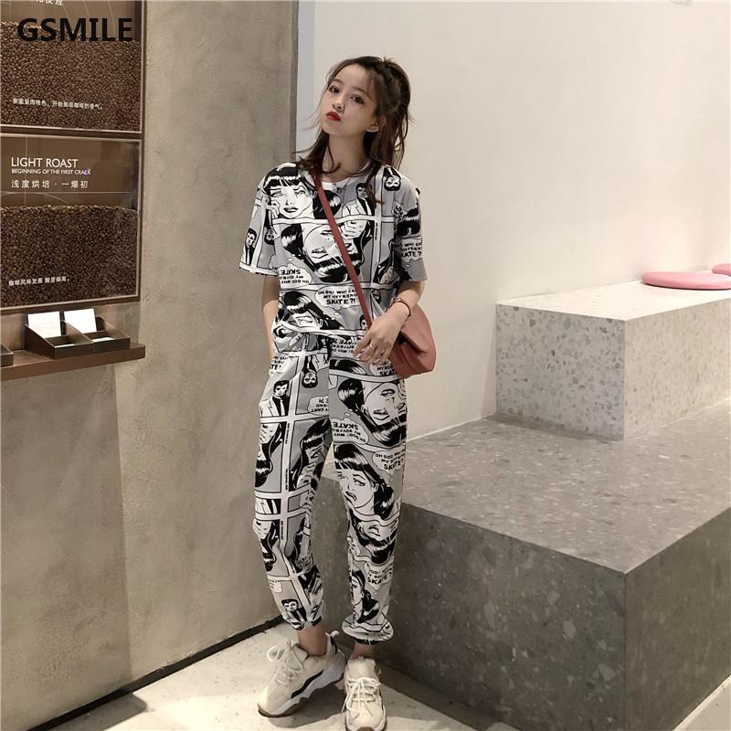 Áo thun tay ngắn + quần jogger thể thao năng động cho nữ