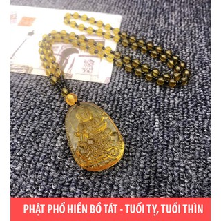Dây chuyền chuỗi hạt mặt phật Phổ Hiền Bồ Tát màu vàng cam- Phật bản mệnh người tuổi Thìn, tuổi Tỵ