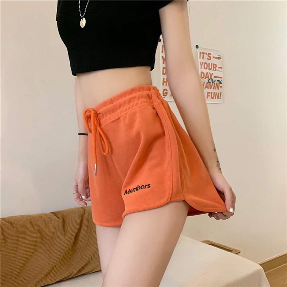 Quần Đùi Nữ Cạp Chun Ống Rộng Dây Rút Mem.bors Basic Trơn Mặc Nhà sexy thoáng mát