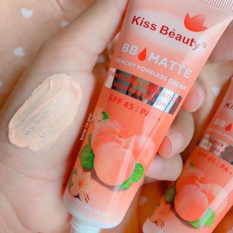 🍑🍑Kem nền BB 2in1 Kiss beauty ĐÀO 💥 ( có tính năng kem che khuyết điểm kiềm dầu hơi bị oki )-mi