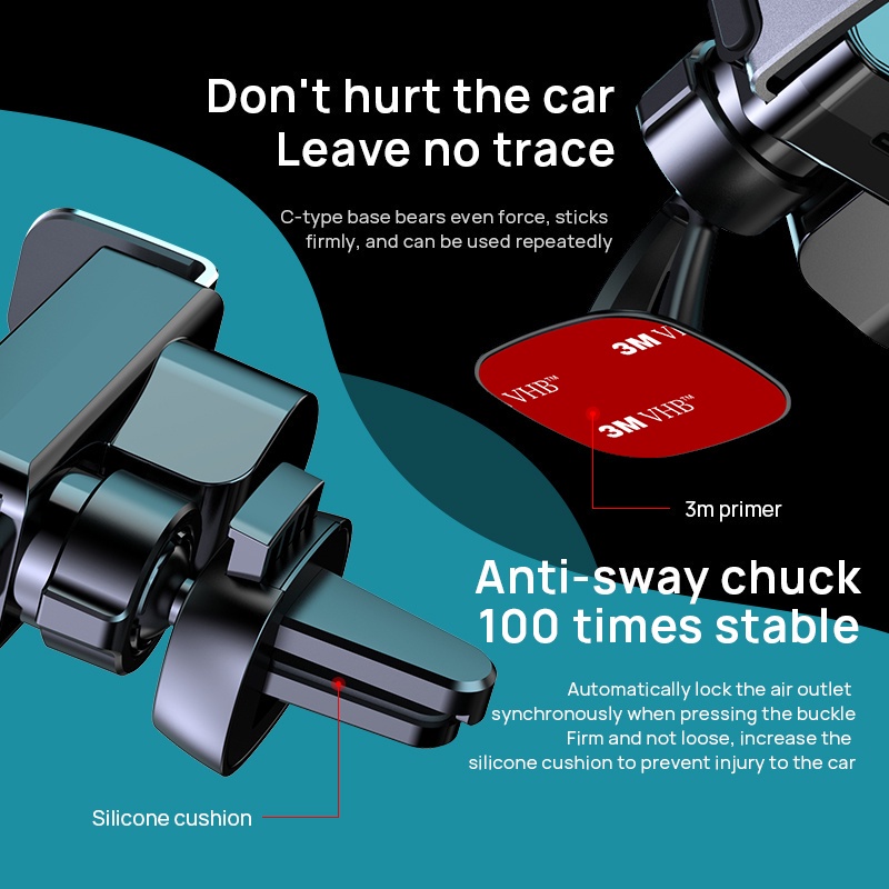 Giá đỡ điện thoại SEAMETAL gắn trên xe hơi xoay được 360 độ dáng đứng dạng kẹp/ dán tiện lợi