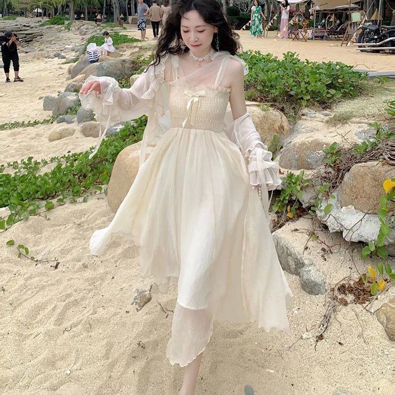 Đầm Hai Dây Dáng Dài Phong Cách Pháp Thời Trang Mùa Hè Dành Cho Nữ 2022