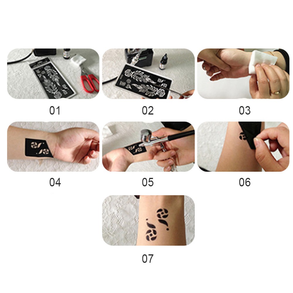 Temporary-Tattoo-Stencil Hand-Reuse Fake-Arm Tatoo Henna-Pattern Body-Art Indian Waterproof