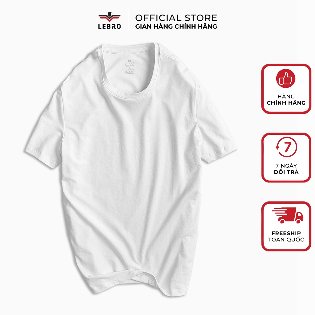 Áo thun nam cổ tròn trơn LEBRO tay ngắn vải cotton đẹp, dày dặn, co giãn, thoáng mát dành cho nam