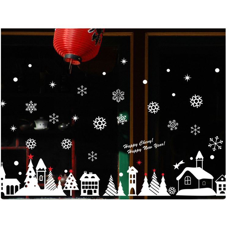 [Tuyết] Decal trang trí cửa noel. decal tuyết rơi, giấy dán tường