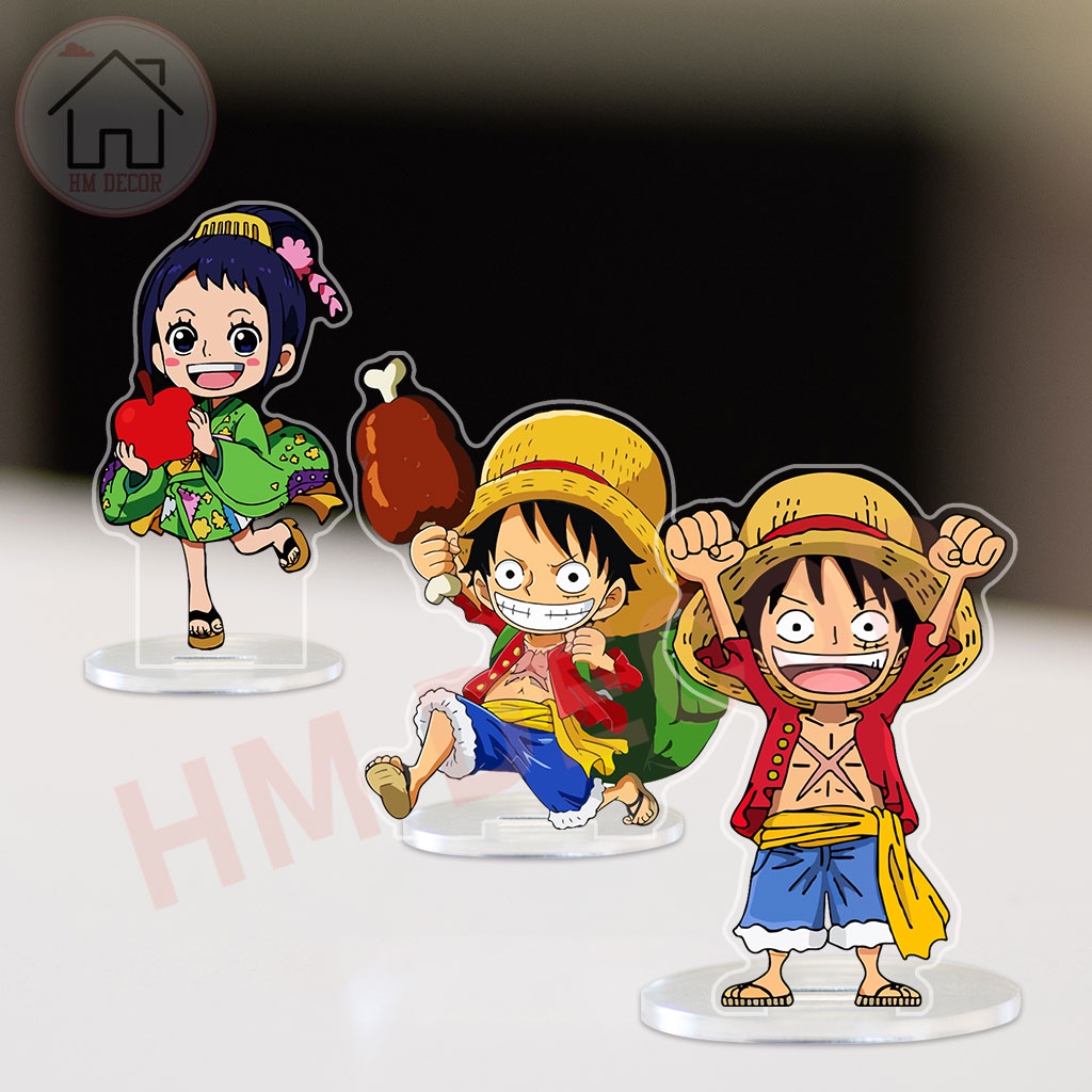 Mô hình nhân vật arcrylic anime manga One Piece Đảo Hải tặc Luffy Zoro Nami decor góc học tập để bàn làm việc cao 8cm