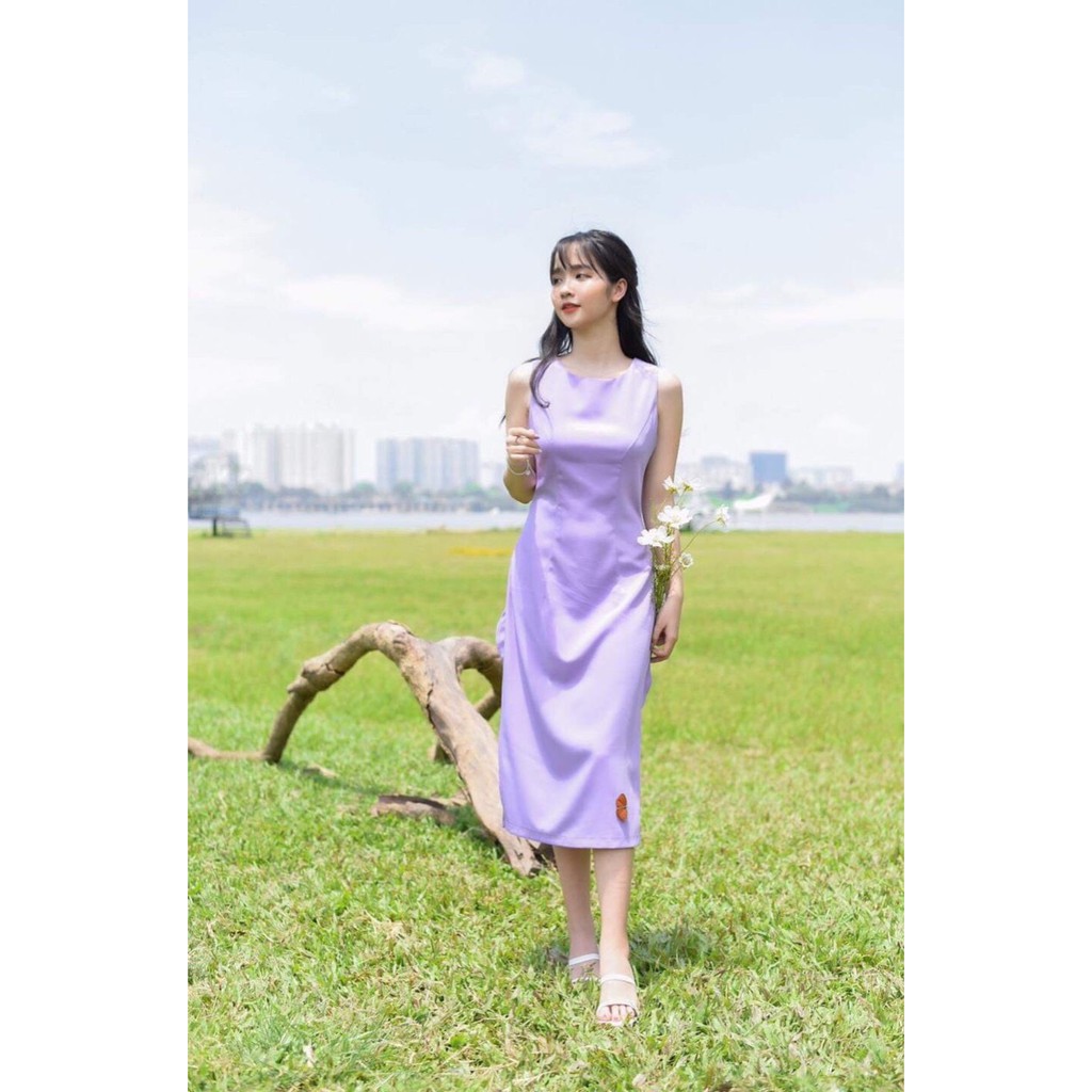 Váy maxi dáng dài khoét lưng chất thun lụa dáng thời trang