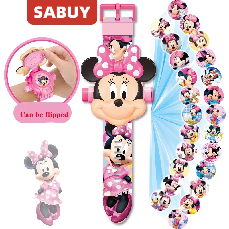 SABUY Disney Kids Projector Watch PAW Patrol Frozen Minnie Cute Cartoon Children Toy Watch 24 Pattern Projection