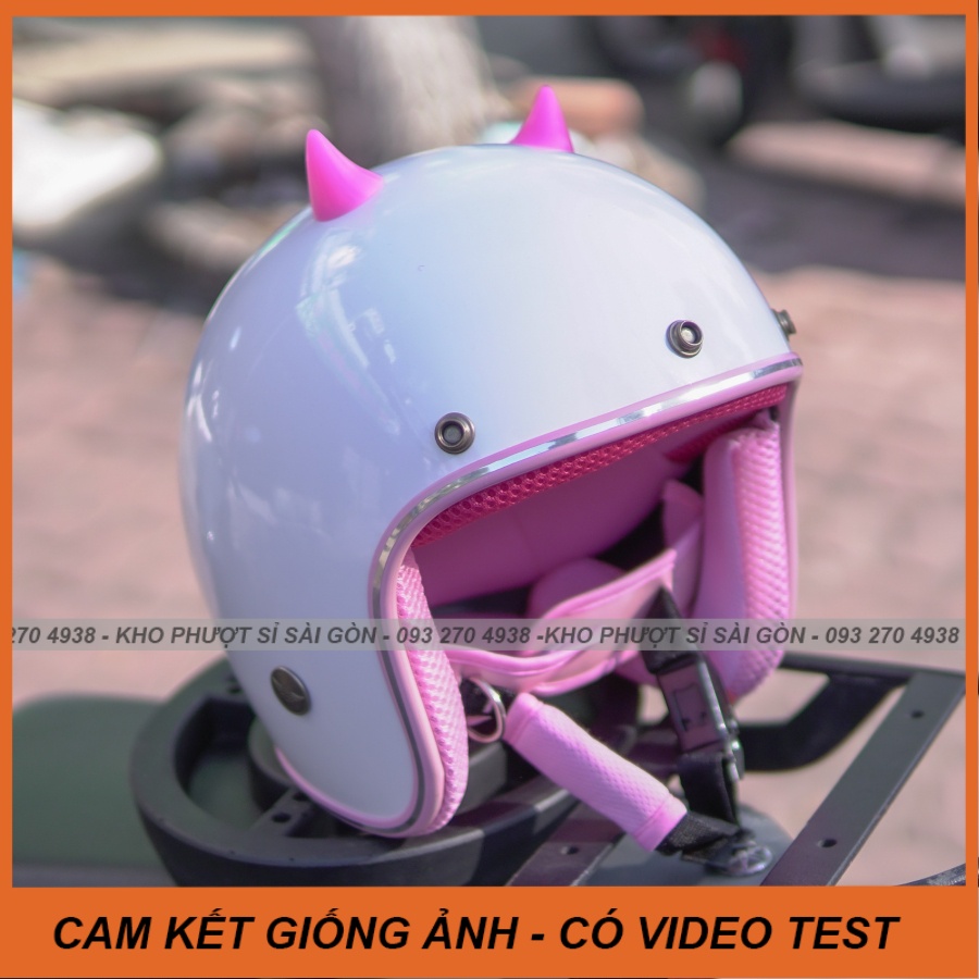 Phụ kiện sừng nhựa gắn mũ bảo hiểm 3/4 siêu kute - Sừng nhọn mini kèm keo gắn nón giá rẻ