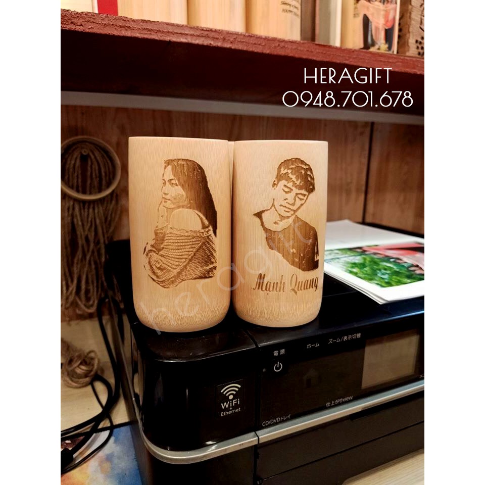 Ly Tre Cốc Tre Khắc Theo Yêu Cầu - Quà tặng thân thiện môi trường