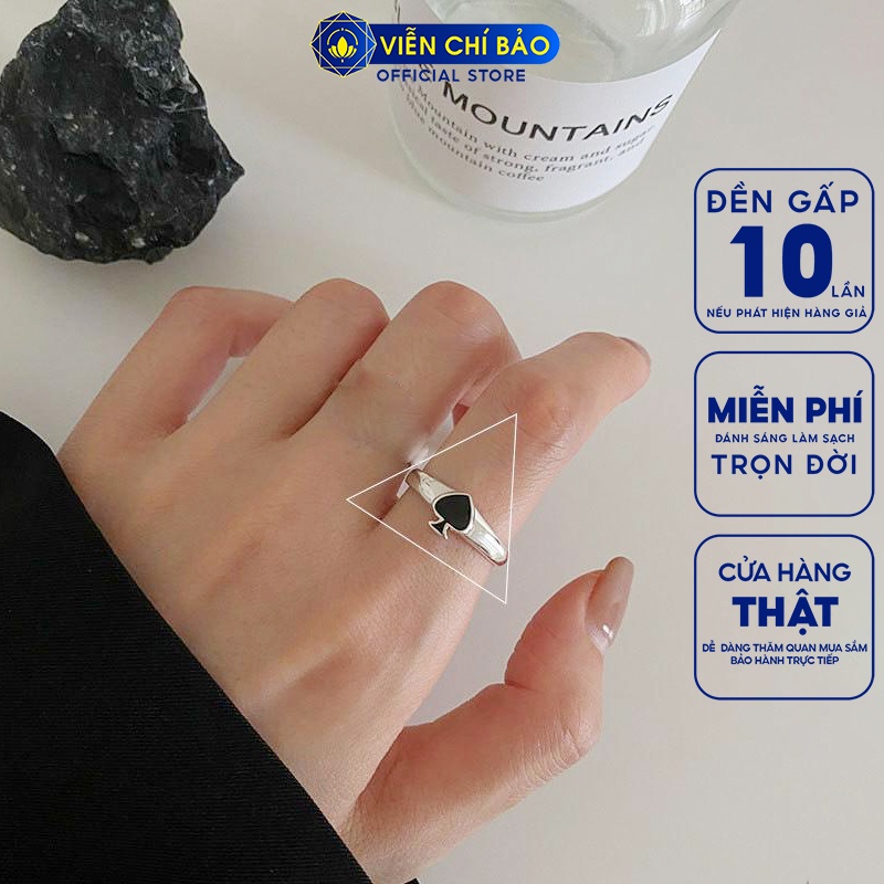 Nhẫn bạc nữ họa tiết bích đen chất liệu bạc 925 thời trang phụ kiện trang sức nữ Viễn Chí Bảo N000353