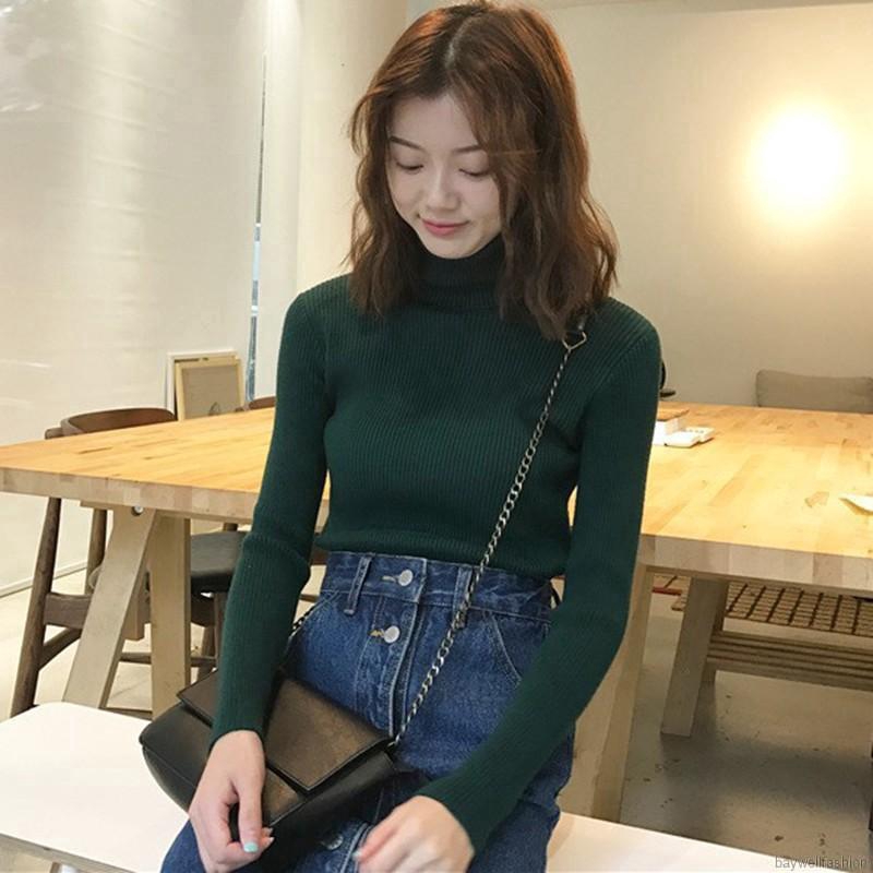 [Baywellfashion]Áo len tay dài cổ cao dành cho nữ | BigBuy360 - bigbuy360.vn