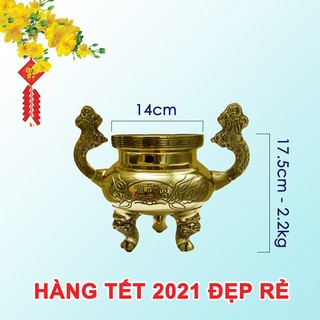 Lư cắm nhang 3 chân quai rồng, bát nhang đồng thau hàng xưởng Tết 2021