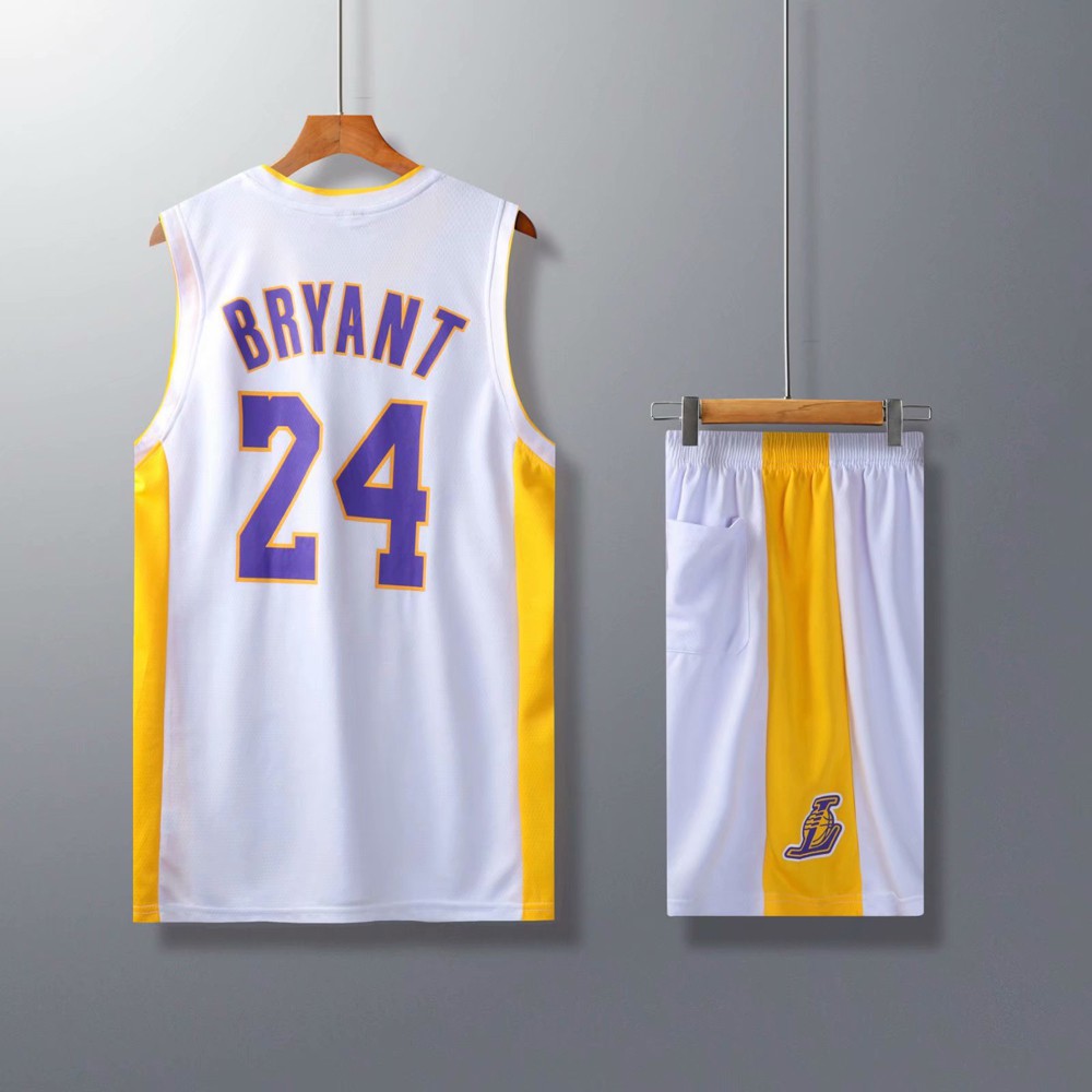 Bộ Đồng Phục Bóng Rổ Cổ Chữ V In Chữ Lakers Kobe Bryant 24 Phong Cách Vintage Cho Nam