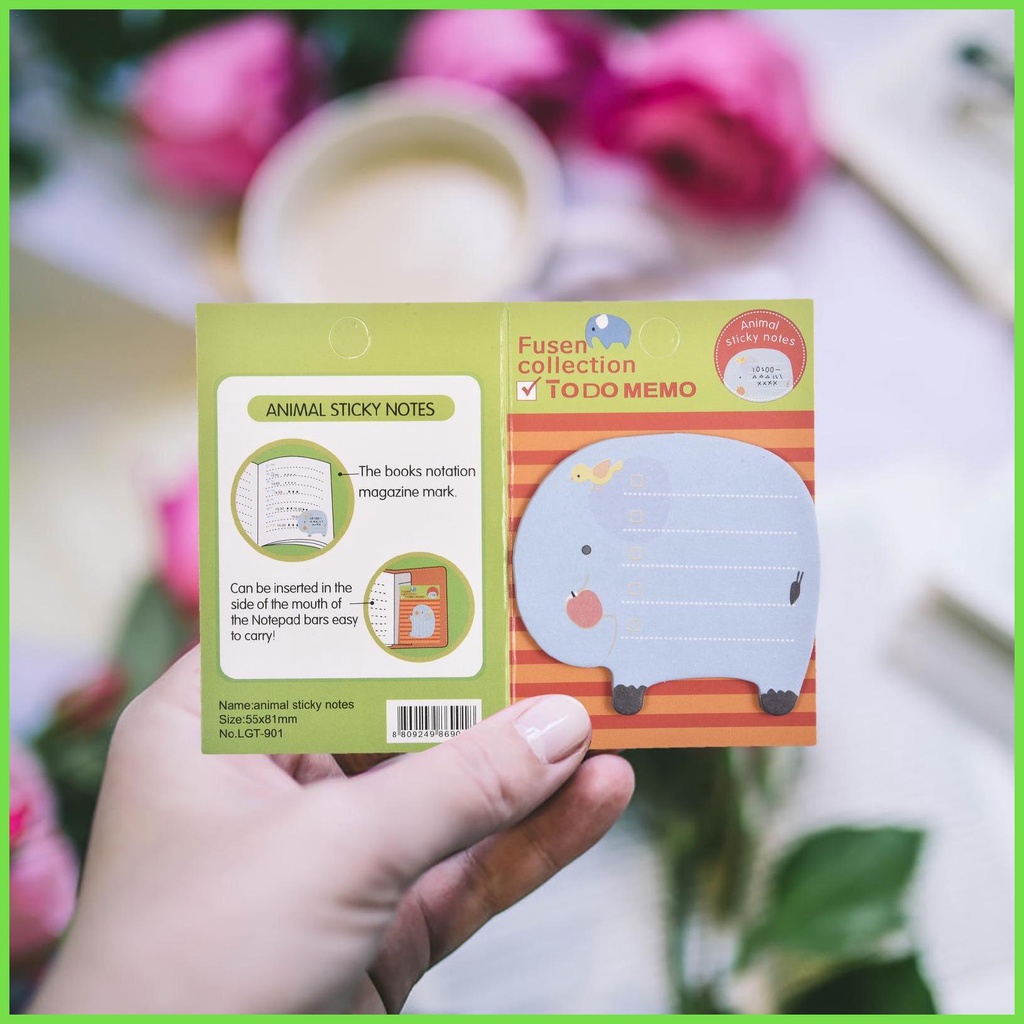 Set 20 Tờ Giấy Dán Ghi Chú Tự Dính Hình Động Vật Hoạt Hình Đáng Yêu 8 Kiểu